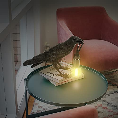 Raven Table Lamp Birds Desk Lamp Resin Crow Wall Sconce Creative Night Light Modern Art Fixture For Living Room Bedside Bedroom Office Study Dorm Decor With Us Plug, Black (Bulb Included) #TOP7