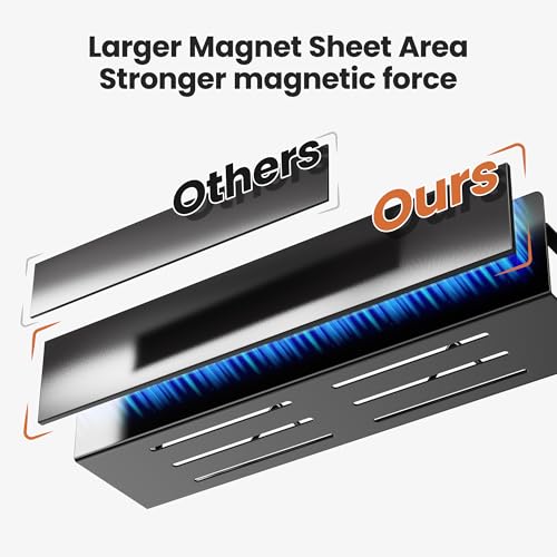 Image of 16.9 Inch Wide Large Capacity Magnetic Spice Rack for Refrigerator, 4 Pack Metal Fridge Shelf, Black