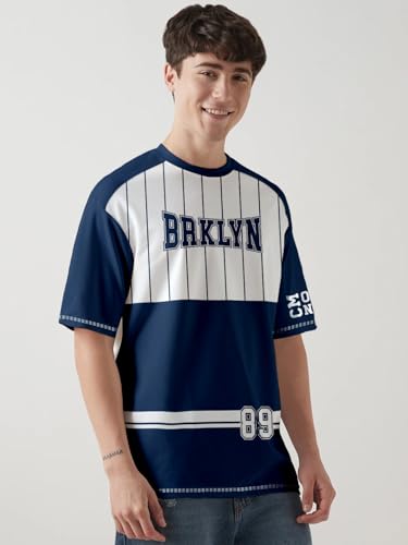 Image of crazymonk Brooklyn Printed Graphic Oversized T-Shirt - Multi Color
