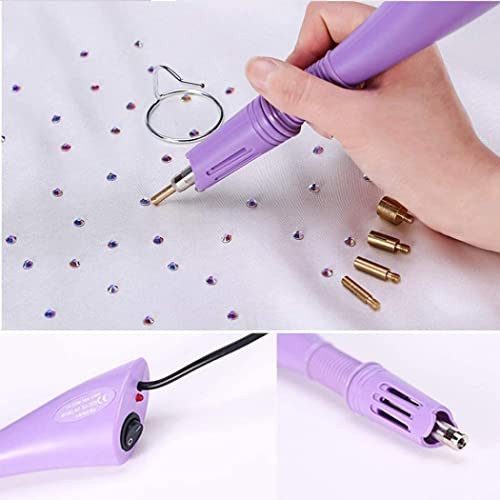 Hotfix Rhinestone Applicator, 7 in 1 Professional Iron-on DIY Hot Fix Tool Rhinestone Setter Applicator Wand Crystal Gem Tool Kit with 7 Different Sizes Tips, Support Stand (Purple) by XUDREZ - Image 7