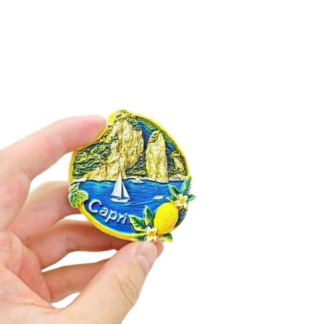 Imán decorativo Capri Italy resina 3D 6.35x6.35 cm miniatura 1