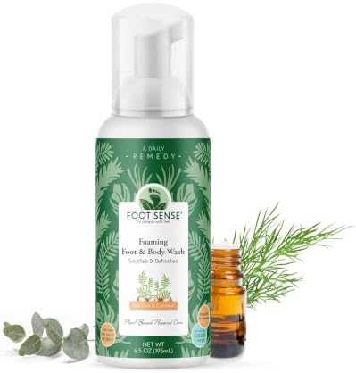 Foot Sense Tea Tree Oil Foaming Foot & Body Wash โ Natural Therapeutic Foaming Soap for Smelly Feet, Nails & Skin - Clean, Refresh & Deodorize - Bath Essentials for Daily Use, 6.5oz