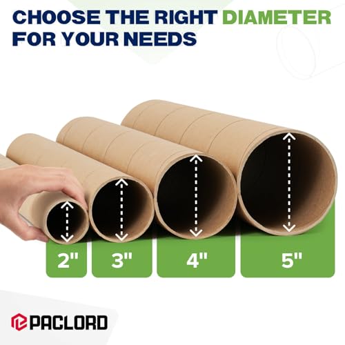 2" x 60" Reinforced Kraft Paper Mailing Tube, Pack of 6 Tubes with 12 Caps – Secure USPS Approved Poster Tube – Made in USA Cardboard Tube for Shipping and Storing Posters, Prints, Artwork by Paclord - Image 6