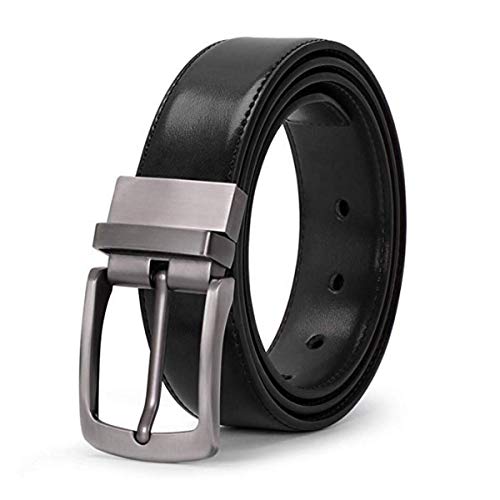 Cinto Social Masculino em Couro com Fivela em Aço Inoxidável (Preto)