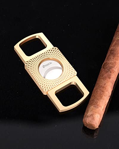 Fankai Cigar Cutter,Stainless Steel Straight Cigar Cut Punch,Double Blade Cigar Guillotine Portable Cigar Accessories With Gift Box (Rose Gold)) #TOP5