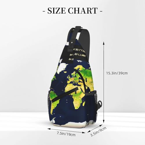 Mochila cruzada con estampado de mapa mundial para senderismo miniatura 3