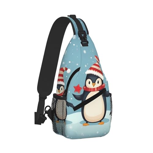 Christmas Penguins Printed Cross Chest Bag Diagonally Chest Messenger Bag2