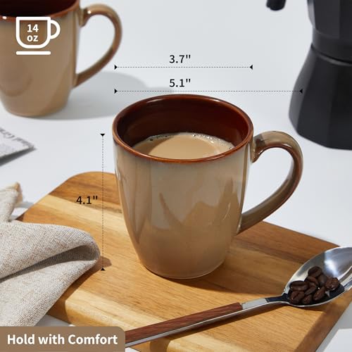 Image of Pokini Coffee Mug 14oz, Coffee Mugs Set of 4, Cups for Latte Tea Cappuccino