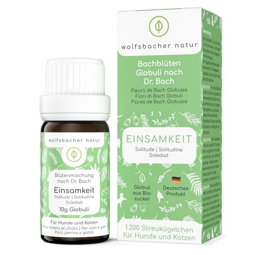 Wolfsbacher Natur - Flores de Bach para Perros y Gatos - 1.200 glóbulos para la Soledad y la inquietud - Mezcla de Flores antiduelo según el Dr. Bach.