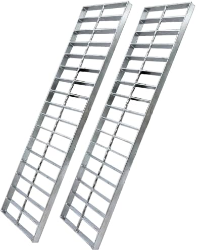 Image of Galvanized Steel Drain Grate, Driveway Channel Cover 20x4 in 2pk