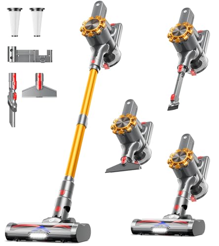 Image of CHEBIO Cordless Vacuum Cleaner, 550W /45Kpa Vacuum Cleaners for Home with LED Display, Anti-Tangle Cordless Stick Vacuum with 65Min, Lightweight Wireless Vacuum for Hard Floors /Carpets /Pet Hair