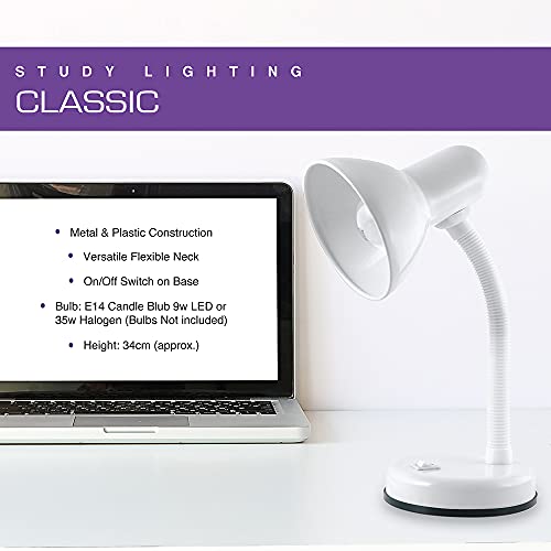 Classic 35w Flexible Neck Desk Lamp - Diamond White, 34cm - Image 2