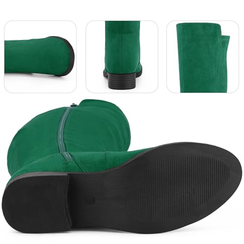 Perphy Round Toe Side Zip Chunky Heels Knee High Boots for Women3