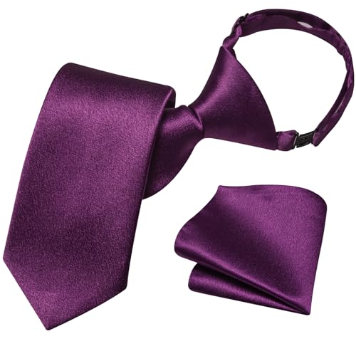 Image of Barry.Wang Boys Ties Pre-Tied Satin Solid Color Kids Tie Pocket Square Set Adjustable Formal Necktie Graduation School