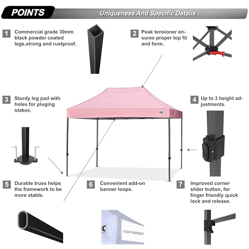 Image of ABCCANOPY Patio Pop Up Canopy Tent 10x15 Commercial-Series (Pink)