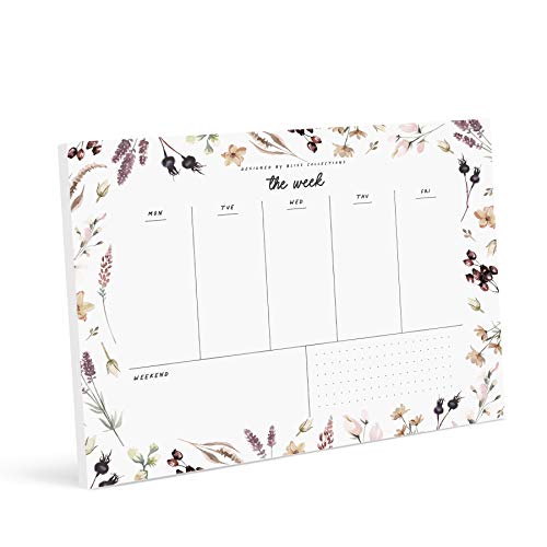Bliss Collections Weekly Planner with 50 Undated 8.5 x 11 Tear-Off Sheets - Shade Garden Organizer, Scheduler, Productivity Tracker for Organizing Goals, Tasks, Ideas, Notes, To Do Lists