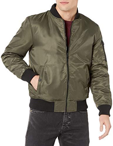 GUESS Men's Hooded Bomber Jacket, olive, M