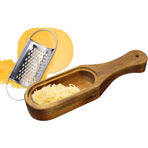 Cheese Grater With Container Stainless Steel Cheese Shredder With Wooden Handle Shredder Zester Grater Box Kitchen Handheld Cheese Spoon Grater for Cheese,Lemon,Chocolate - Thumbnail 7