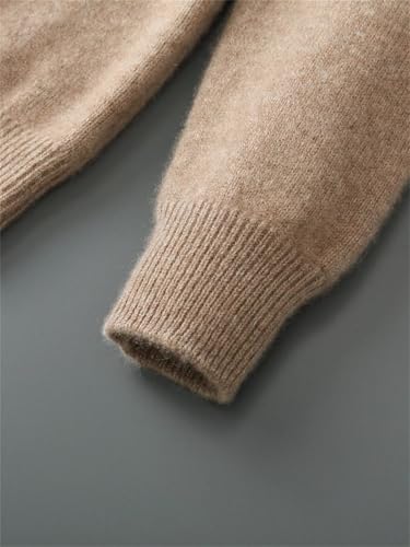 Men's Solid Merino Wool Knitted Sweater Mock Neck Base Layer Casual Pullover Long Sleeve Soft Top4