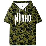 Ninho Logo Merch T-shirt à capuche à manches courtes pour femme et homme Streetwear Outdoor Sports Tops, camouflage, S