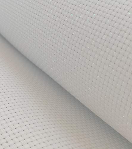 Image of 19 inch x 28 inch 11CT Counted Cotton Aida Cloth Cross Stitch Fabric (White Opal)
