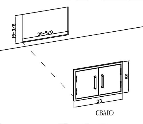 Bonfire Outdoor Kitchen Double Access Door,33X22 Inch,304 Stainless Steel Bbq Grill Doors ,Cbadd,Silver #TOP7