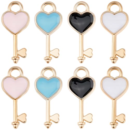 Breloques clés en cœur émail bijoux pendentifs amour Saint Valentin