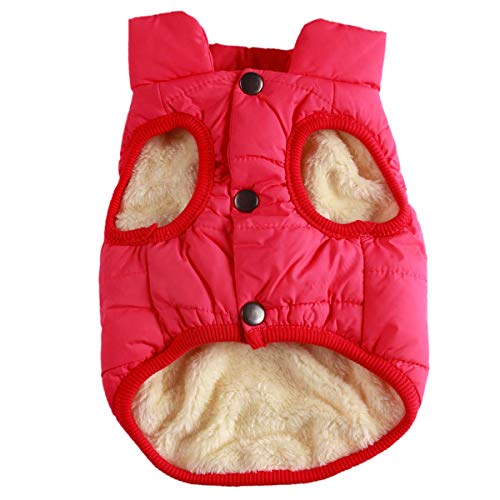Image of JoyDaog Fleece Lined Dog Jacket for Small Dogs,Winter Dog Coat,Pink XS | Warm Windproof Puppy Vest for Cold Weather,Soft Cozy Doggie Clothes for Smaller Dog Breeds,Indoor Sleeping,Daily Walk