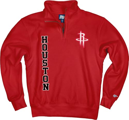 Blue 84 Houston Rockets NBA Officially Licensed Quarter Zip Sweatshirt Slam Dunk Team Color, Medium