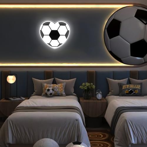 Image of Heart-Shaped Soccer Neon Signs for Wall Decor,Dimmable Love LED Neon Wall Sign with USB Power,Soccer Gifts for Girls Boys Birthday Gifts,Bar,Party,11.4x12.6 inches.