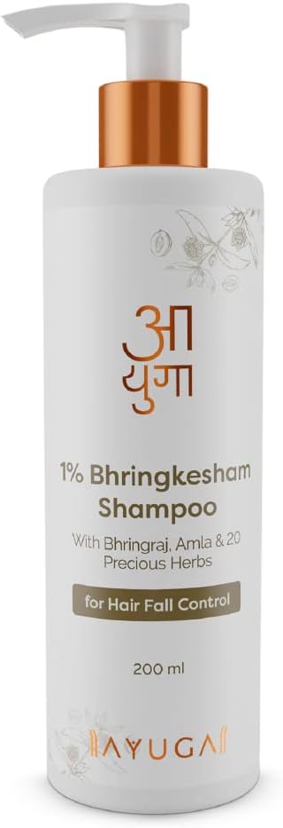 Ayuga 1% Bhringkesham Shampoo, with Bhringraj & Amla | For Hairfall Control | For Men & Women | Prevents Breakage and Damage | 200 ml