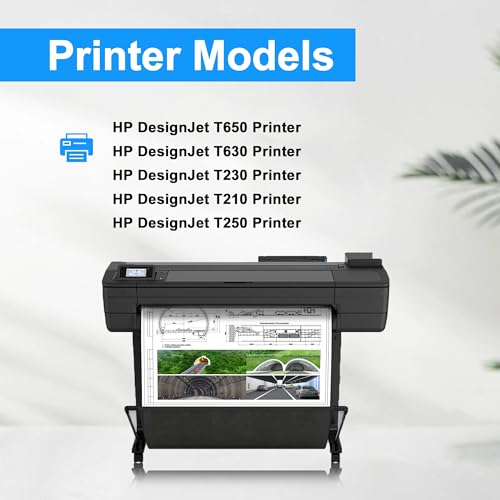 Image of LCL 712 712XL Ink Cartridges High Yield Replacement for HP 712 712XL 712 XL for DesignJet T650 T630 T250 T230 T210 Studio Plotter Printer (4 Pack, 80-ML Black, 29-ML Cyan /Magenta /Yellow)