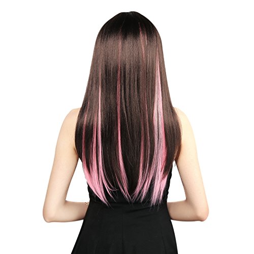 Neitsi 10pcs 18inch Colored Highlight Synthetic Clip on in Hair Extensions #F01 Light Pink