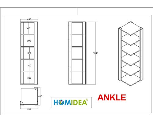 HOMIDEA Ankle Colonnes manga - Étagère d'angle moderne pour le rangement et le bureau (blanc) – Image 3