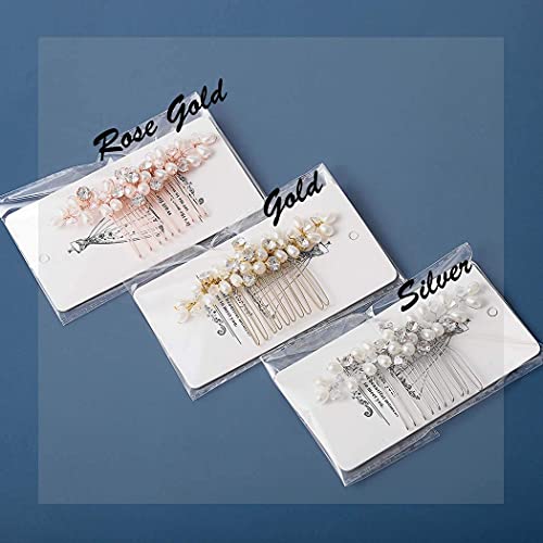 Catery Pearl Bride Wedding Hair Comb Sliver Rhinestone Side Comb Bridal Hair Piece Clips Bridesmaid Headpiece Baby Breath Hair Accessories For Women #TOP6