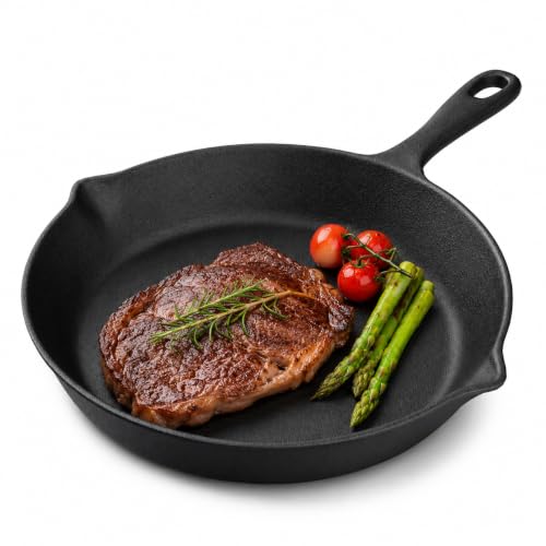 Image of Esspy Pre-Seasoned Cast Iron Frying Pan | 8inch / 1.2L / 2-3 People | Toxin Free | No-Chemical Coating | Skillet for Frying, Searing, Sauteing, Baking, Roasting | Cast Iron Cookware