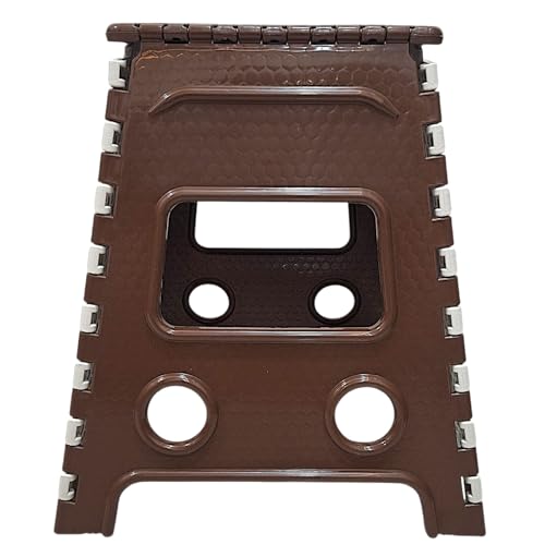Image of Shah Enterprises Plastic Folding Stool 18 Inch (Brown)