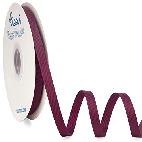 Ribbli Burgundy Grosgrain Ribbon, 3/8 inches x Continuous 50 Yards, Use for Bows DIY Hair Accessories,Gift Wrapping, Craft and Sewing