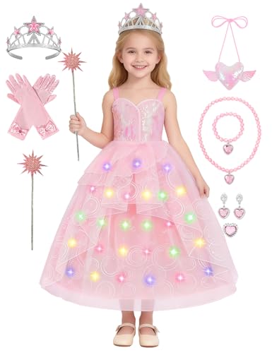 Disfraz de Bruja Buena para Niñas Vestido Rosa de Tul miniatura 1