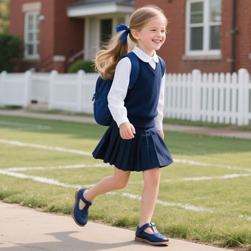 Image of Flaryzone Toddler Little Girl Mary Jane School Uniform Oxfords Flat Dress Shoes
