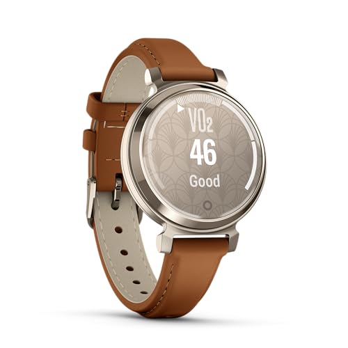 Image of Garmin Lily 2, Small and Stylish Smartwatch, Hidden Display, Patterned Lens, Up to 5 Days Battery Life, Tan