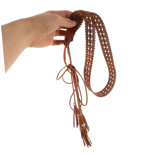 NOLITOY Bohemian Waist Belt Tassel for Women Decorative Dress Belt for Weddings and Parties Soft and Ethnic Style Waist Rope Camel Color2
