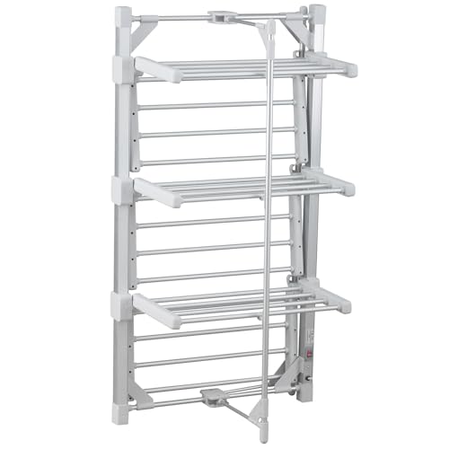 Taylor & Brown 3 Tier Heated Clothes Airer | Deluxe Folding Aluminium Clothes Drying Rack | Electric Laundry Drying Horse Rack | 220W Energy Efficient 24 Rails, 111cm, Compact Mini Version - Image 4