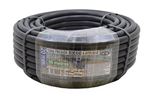 S&M 012419 – Tubería de polietileno para riego Ø 20 mm (6 atmósferas) x 50 metros longitud | Color negro, apto para riego en jardines, huertos y actividades agrícolas