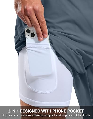 Image of G Gradual Mens Swim Trunks with Compression Liner 7 inch /9'' Quick Dry Board Shorts Swimsuit Bathing Suit for Men Zipper Pockets