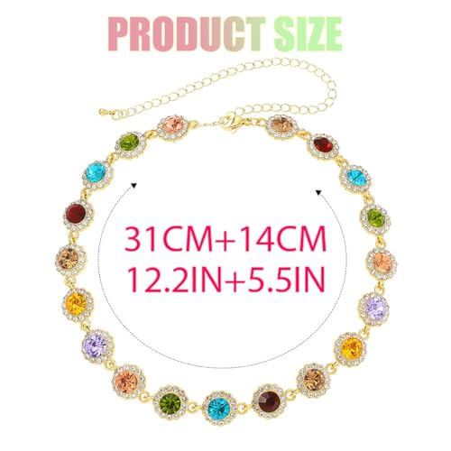 ACEDRE Colorful Crystal Choker Necklace Sparkly Rhinestone Chokers Necklaces Gold Chain Party Prom Neck Jewelry for Women3