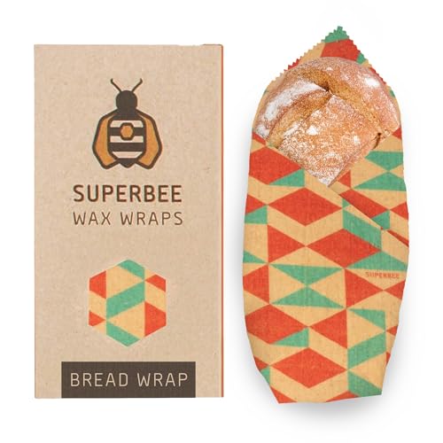 SUPERBEE Beeswax Bread Wrap, Reusable Beeswax Wrap for Food, Wrap Bread, Reusable Bees Wrap Paper for Wrapping Vegetables, Cheese Paper, Bowl Covers and Sandwich Wrapping, XXL (Retro Vibes)