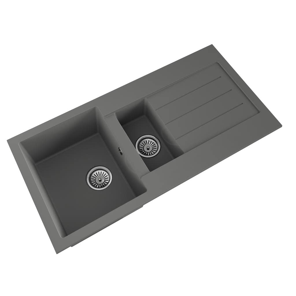 Liquida ELL15GR 1.5 Bowl Comite Reversible Inset Grey Kitchen Sink with Wastes