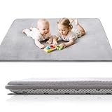 Favodormir Dicke Krabbelmatte Baby 150×180×3cm,Schaumfüllung Teppich Spielmatte Baby,Rutschfester Unterseite&Weicher Kurzflor, Pflegeleicht,Teppich Kinderzimmer,Spielmatten Für Laufgitter,Grau