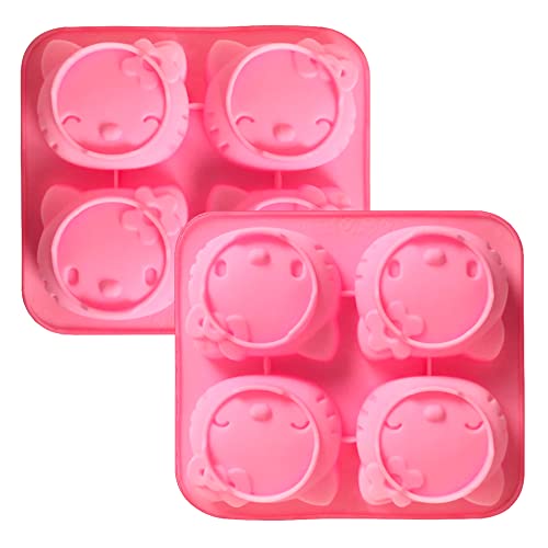 INKU 4 Cups Hello Kitty Silicone Fondant Cake Mold Ice mold Chocolate tray Birthday Cake Decoration 4 Inch silicone Cake mold soap cake chocolate decorations